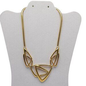 Trifari Kunio Matsumoto Gold Tone Abstract Triangle Modernist Necklace HTF 1970s